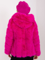 Hurt Fuksjowy beret z dzianiny z kaszmirem