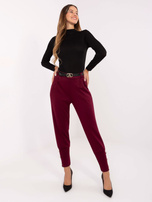 Bordowe eleganckie spodnie dresowe