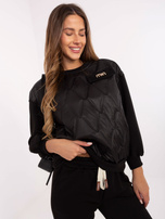 Czarny casualowy komplet z odpinaną broszką