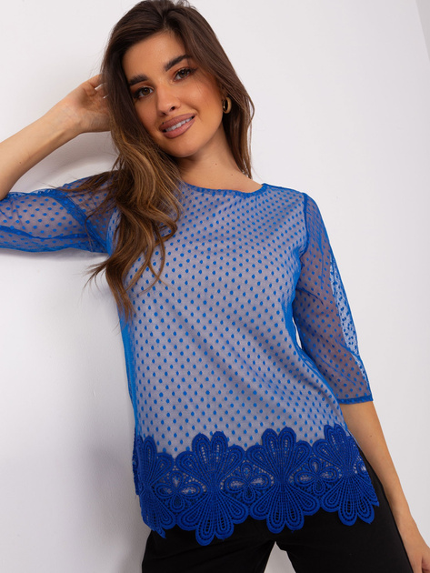 Hurtownia Ciemnoniebieska bluzka wizytowa z rękawem 3/4