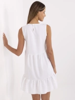 Biała damska sukienka z falbaną RUE PARIS 