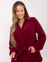 Bordowa elegancka koszula z wiązaniem