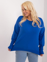 Hurt Kobaltowa damska bluzka plus size ze ściągaczami