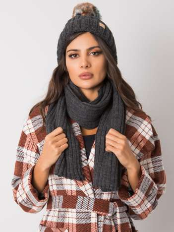 Graphite winter set with hat and scarf Rubby RUE PARIS