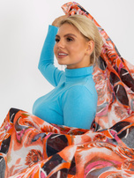 Hurt Pomarańczowa bawełniana chusta w kolorowe printy