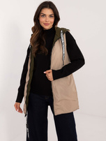 Hurt Khaki długa dwustronna kamizelka damska z pikowaniem