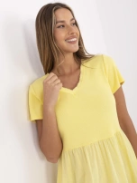 Jasnożółta letnia sukienka z dekoltem V
