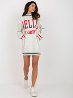 Hurtownia Jasnoszara długa bluza dresowa z nadrukiem