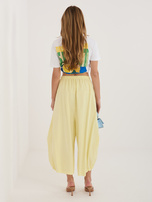 Jasnożółte damskie spodnie alladynki z sztruksu