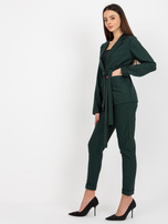 Hurt Ciemnozielona marynarka od garnituru z kieszeniami i paskiem