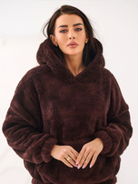 Czekoladowa bluza kangurka z kapturem