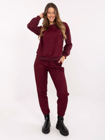 Burgundowy casualowy komplet z aplikacjami