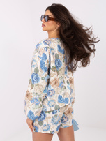 Niebieska przejściowa kurtka w kwiaty