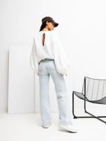 Ecru damska bluza z bufiastym rękawem RUE PARIS 