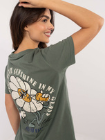 Hurt Khaki t-shirt z nadrukiem na plecach SUBLEVEL