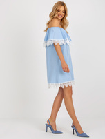 Hurt Jasnoniebieska damska sukienka hiszpanka z falbaną