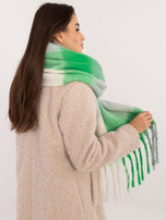 Hurtownia Zielono-szary zimowy szal z frędzlami