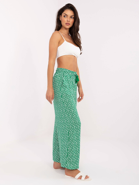 Hurt Zielone materiałowe spodnie palazzo we wzory SUBLEVEL
