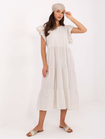 Jasnobeżowa midi sukienka na lato OCH BELLA 