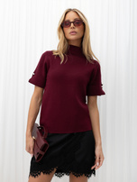 Bordowy elegancki sweter z półgolfem