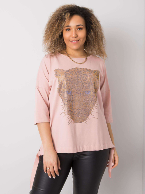 Brudnoróżowa bluzka plus size z aplikacją Darren