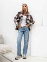 Orange Damen Oversize-Hemd kariert.