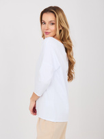 Biała damska bluzka basic z dekoltem w łódkę RUE PARIS 