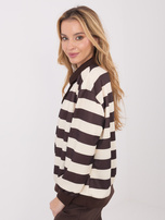 Jasnobeżowa damska bluza oversize w paski