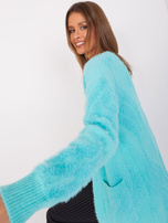 Hurt Miętowy wzorzysty kardigan bez zapięcia 