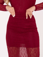 Bordowa koronkowa spódnica z podszewką RUE PARIS