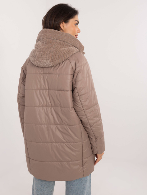 Hurt Jasnobrązowa dłuższa kurtka przejściowa z kapturem