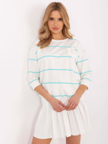 Hurtownia Ecru-miętowa bawełniana bluzka w paski