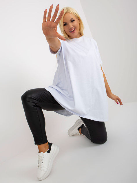 Hurt Biała długa bluzka plus size basic z bawełny