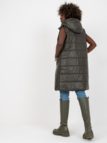 Hurt Khaki długa kamizelka puchowa z pikowaniem OCH BELLA