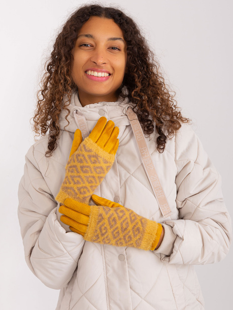 Hurt Ciemnożółte dwuczęściowe rękawiczki dotykowe