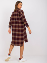 Bordowo-żółta długa koszula oversize Monika 