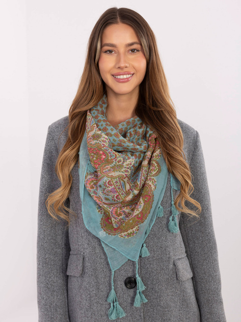 Miętowa damska chusta we wzory