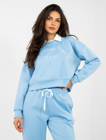 Pastelowy niebieski dresowy komplet z kołnierzykiem