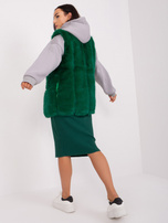 Hurtownia Ciemnozielona futrzana kamizelka damska