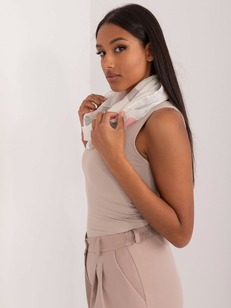 Hurt Ecru-różowy damski komin w grochy