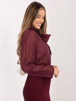 Burgundowa rozpinana koszula z kokardą 