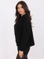Czarny sweter boucle z domieszką alpaki