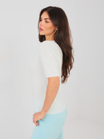 Ecru damski sweter z krótkim rękawem