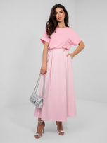 Pastelowa różowa bluzka basic o kroju oversize RUE PARIS  