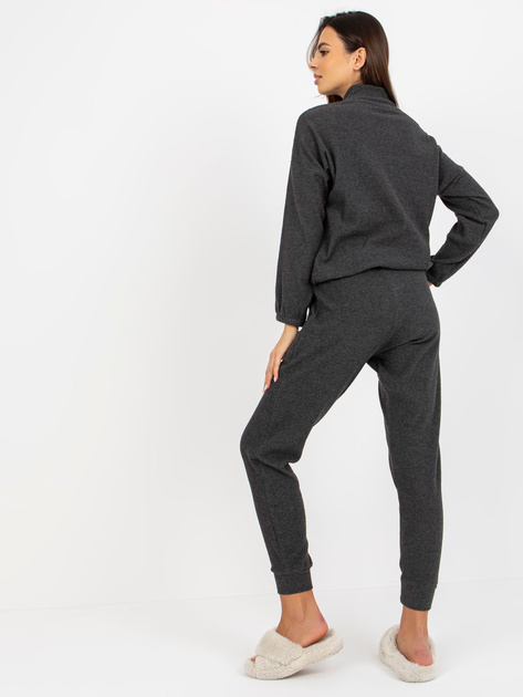 Hurtownia Ciemnoszara prążkowa piżama ze spodniami