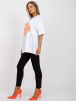 White and orange cotton t-shirt with applique