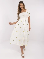 Ecru ażurowa sukienka na lato