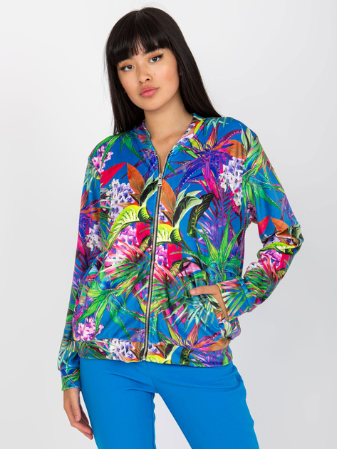 Hurt Niebiesko-fioletowa bluza bomberka z nadrukiem RUE PARIS