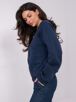 Granatowa rozpinana bluza z kieszeniami