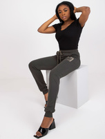 Khaki dresowe spodnie z bawełny